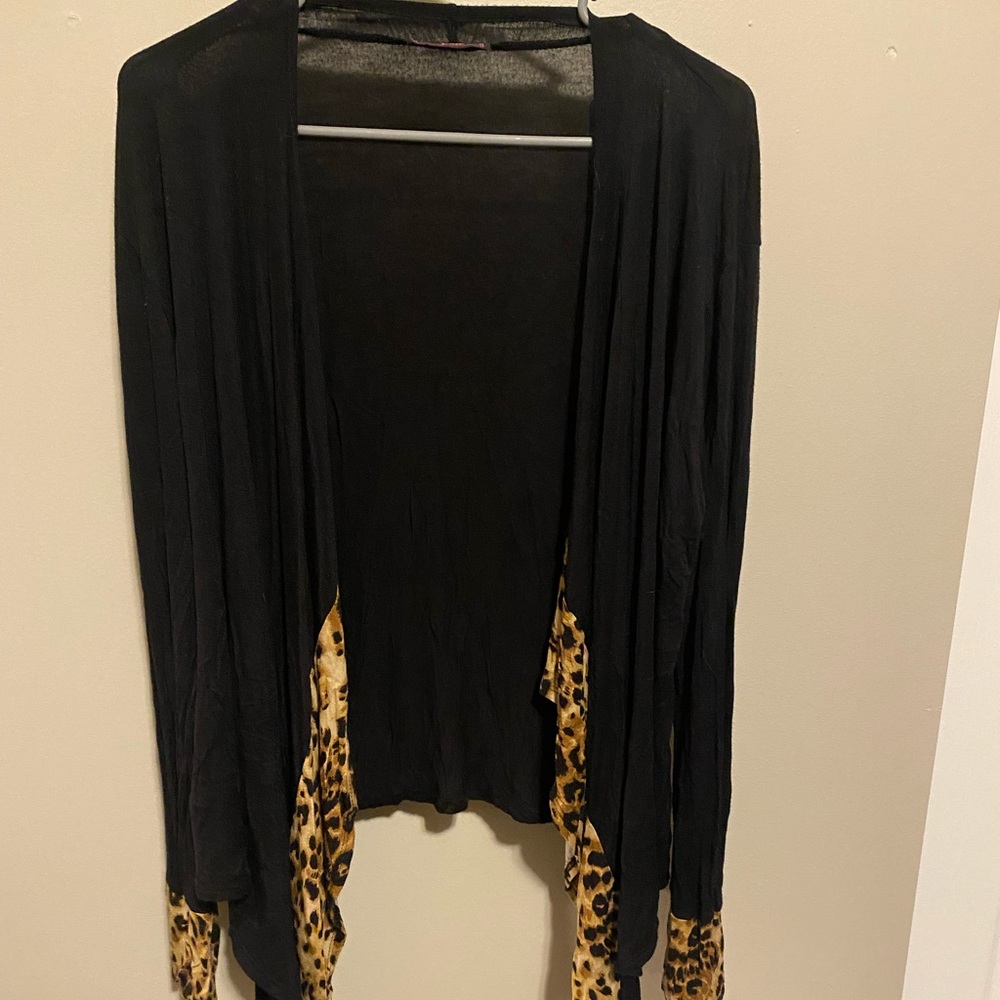Black Leopard Print Cardigan
